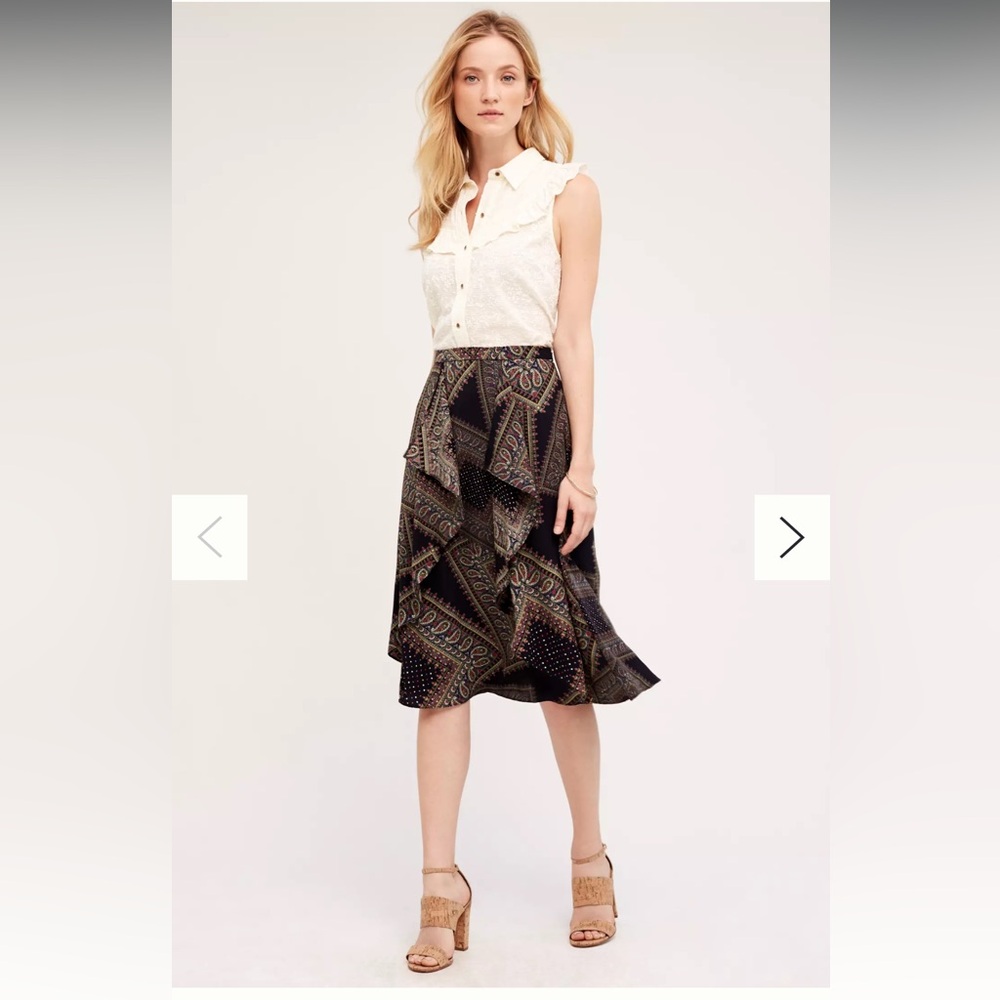 Eva Franco Gold Tan Midi Skirt